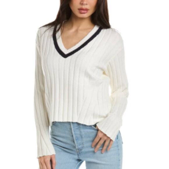 Faherty Game Set Cricket Sweater White Organic Cotton Cashmere Blend Size Small - Picture 5 of 12